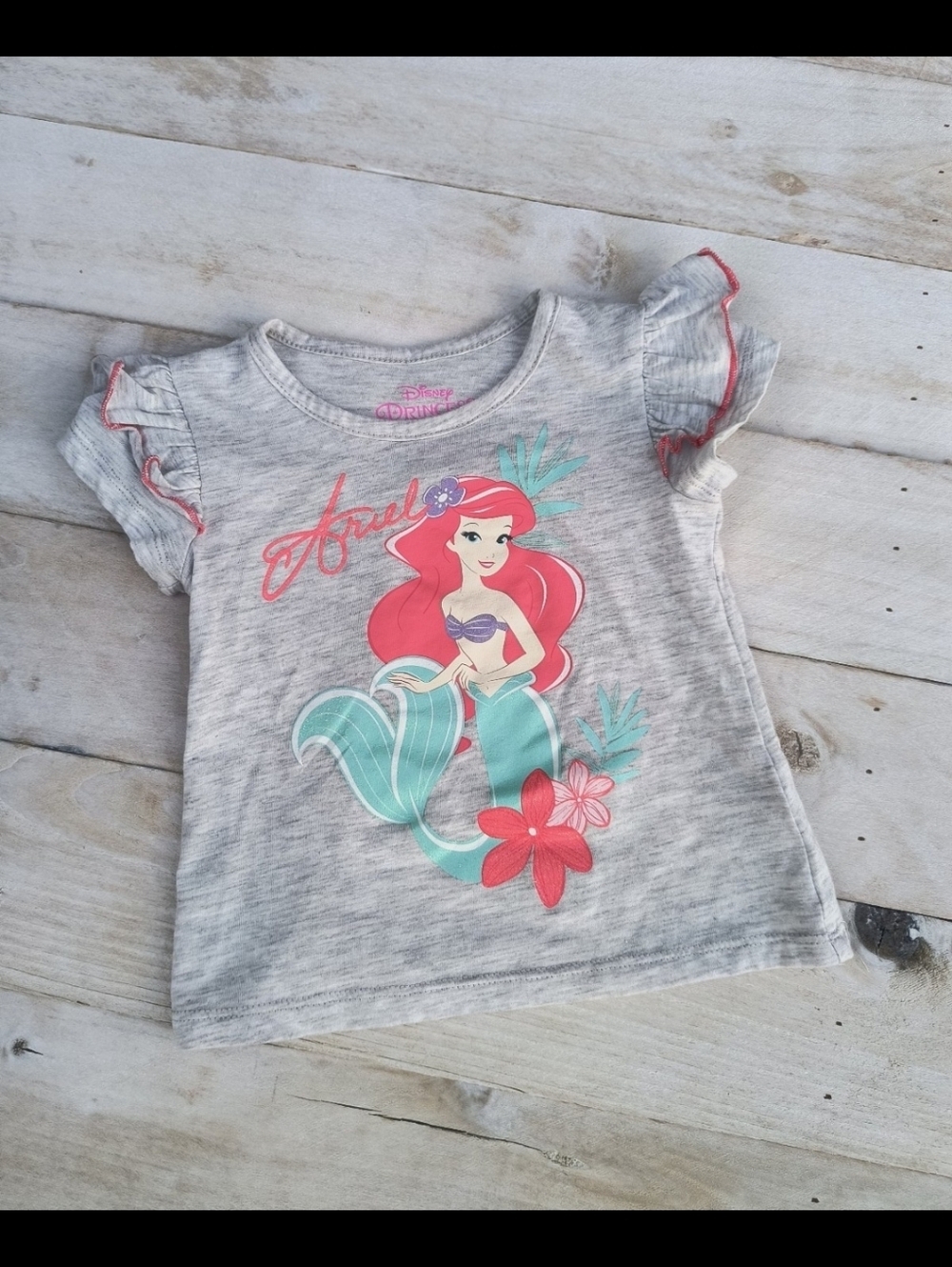 Disney Princess Girls Toddler Little Mermaid Ariel SS T-shirt Gray Size 2T